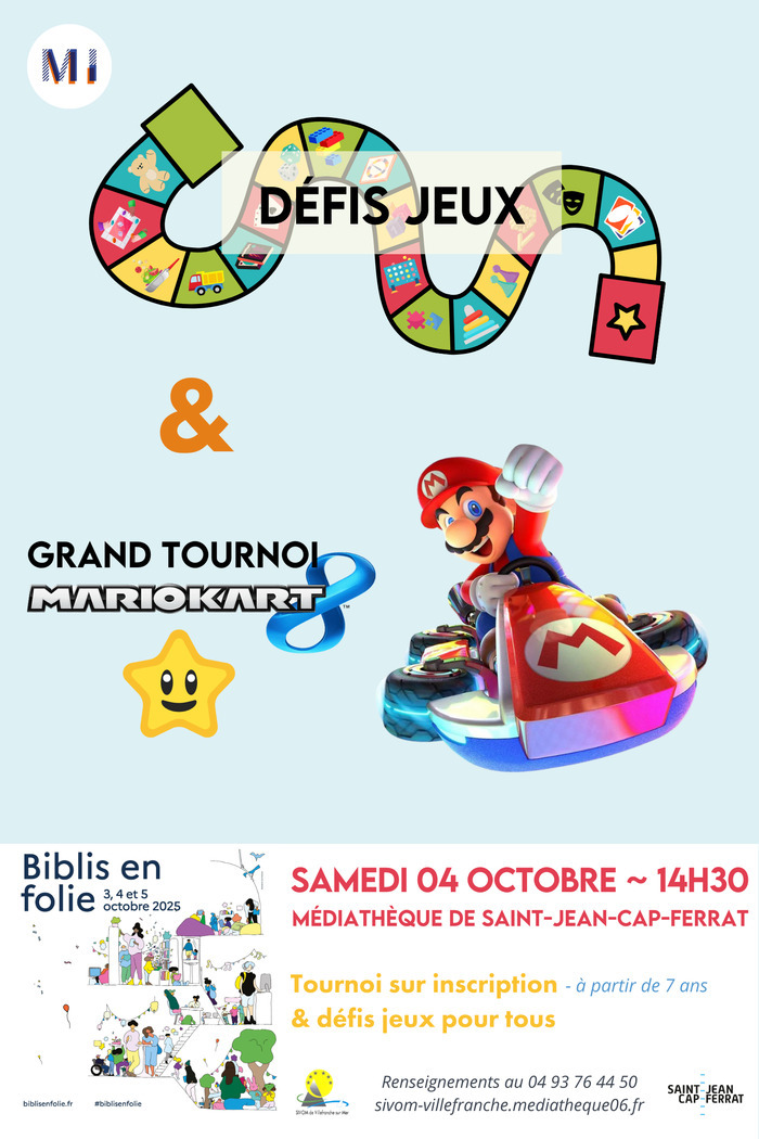 Tournoi Mario Kart Médiathèque Intercommunale Site de Saint-Jean-Cap-Ferrat Saint-Jean-Cap-Ferrat