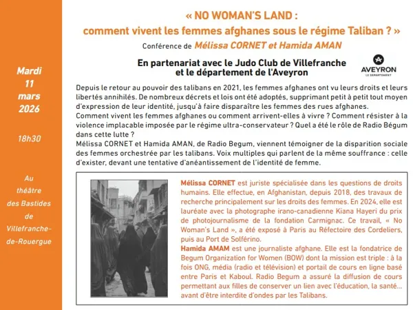 USP Conférence "NO WOMAN’S LAND comment vivent les femmes afghanes sous le régime Taliban ?"