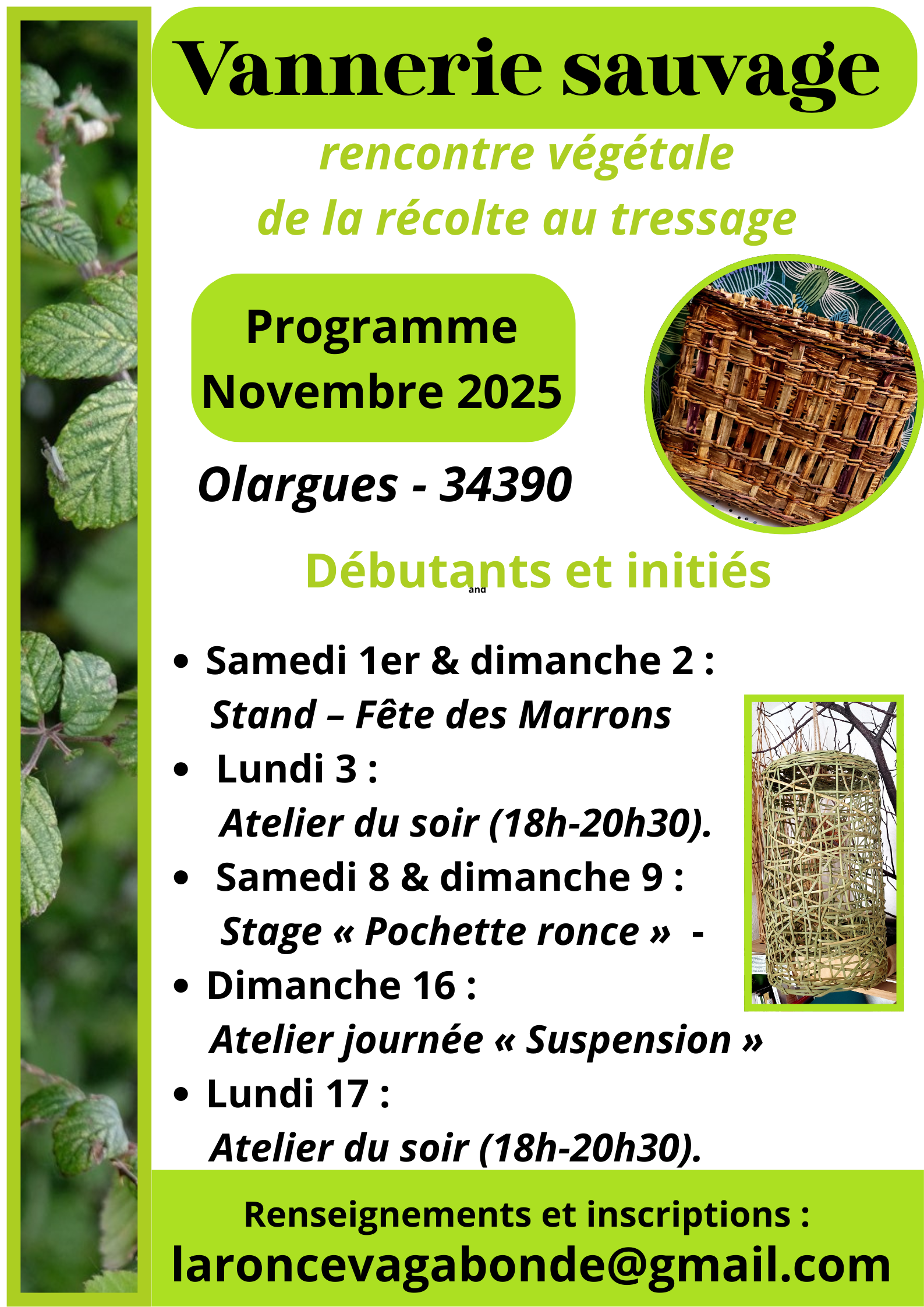 VANNERIE SAUVAGE & RENCONTRES VÉGÉTALES STAGE POCHETTE RONCE