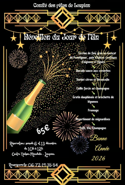 RÉVEILLON DU NOUVEL AN 2025-2026 À LOUPIAN