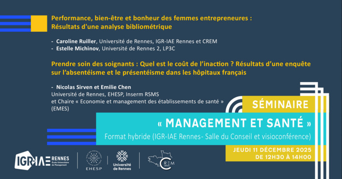 Séminaire « Management et Santé » IGR-IAE Rennes Rennes