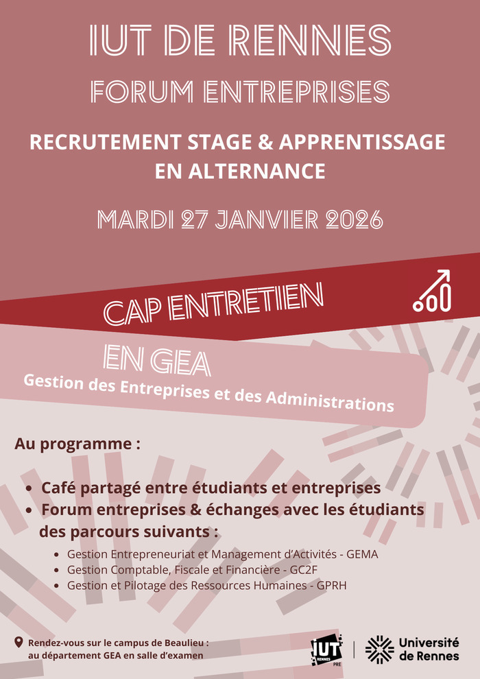 Cap entretien en GEA IUT de Rennes - Département GEA Rennes