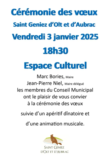 Cérémonie des voeux du maire de St Geniez d'Olt et d'Aubrac