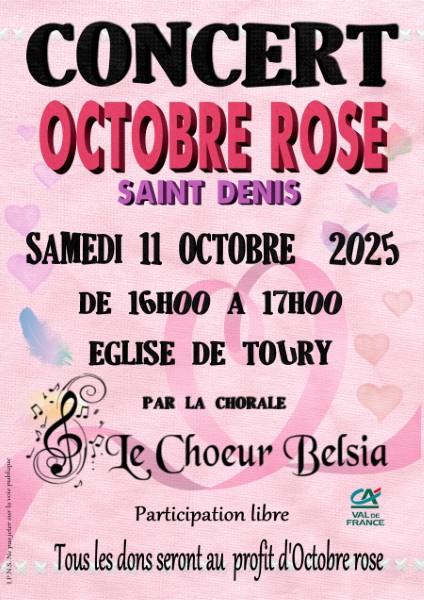 Concert Octobre Rose par le Choeur Belsia Saint-Denis 3 Rue de l’Église Toury 2025-10-11 Concert Octobre Rose par le Choeur Belsia Saint-Denis