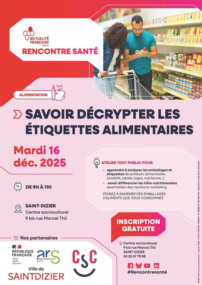 Savoir décrypter les étiquettes alimentaires Centre Socioculturel de Saint-Dizier Saint-Dizier