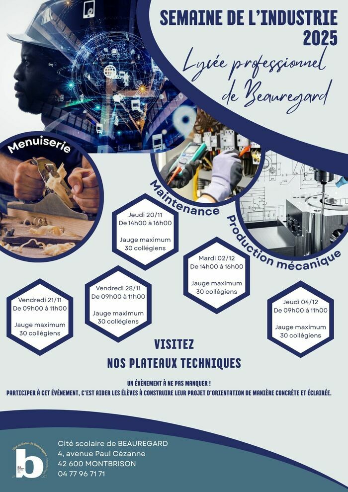 Visite des ateliers de nos filières industrielles 4 avenue paul cézanne 42600 MONTBRISON Montbrison