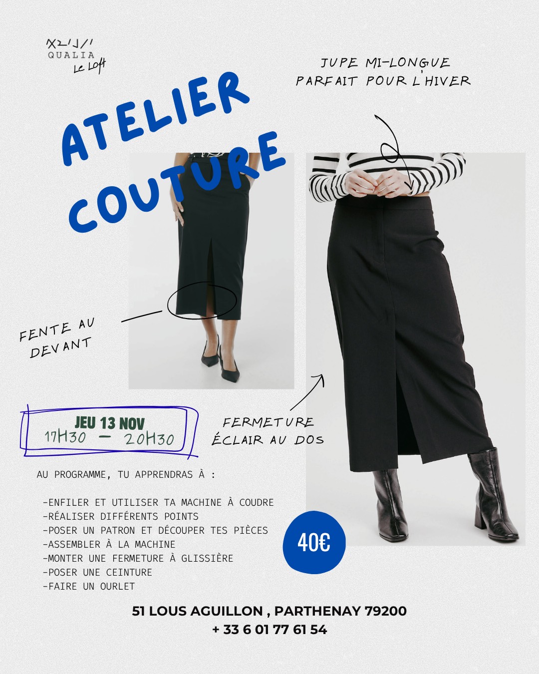 Atelier Couture jupe d'hiver mi-longue !