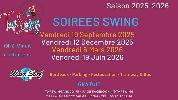 Soirée swing + Initiation danse swing - Gratuit Wave Surf Café Bordeaux