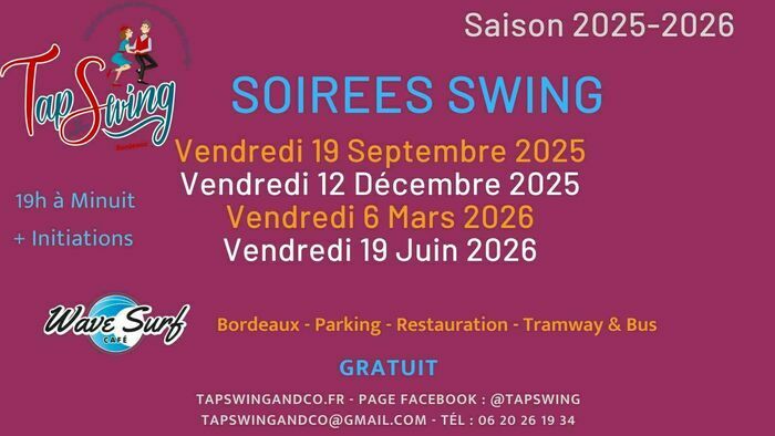 Soirée swing + Initiation danse swing - Gratuit Wave Surf Café Bordeaux