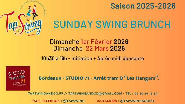 Sunday Swing Brunch : Initiation - Auberge Espagnole - Après midi dansante Swing STUDIO 71 Bordeaux