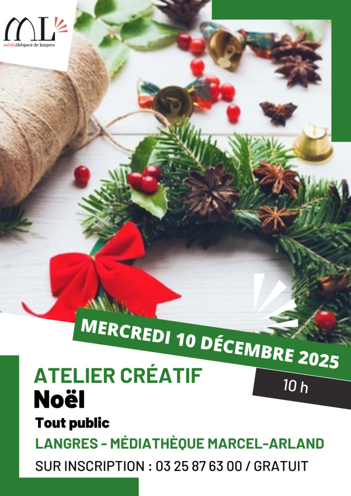 Atelier créatif : En attendant Noël Médiathèque Marcel Arland Langres