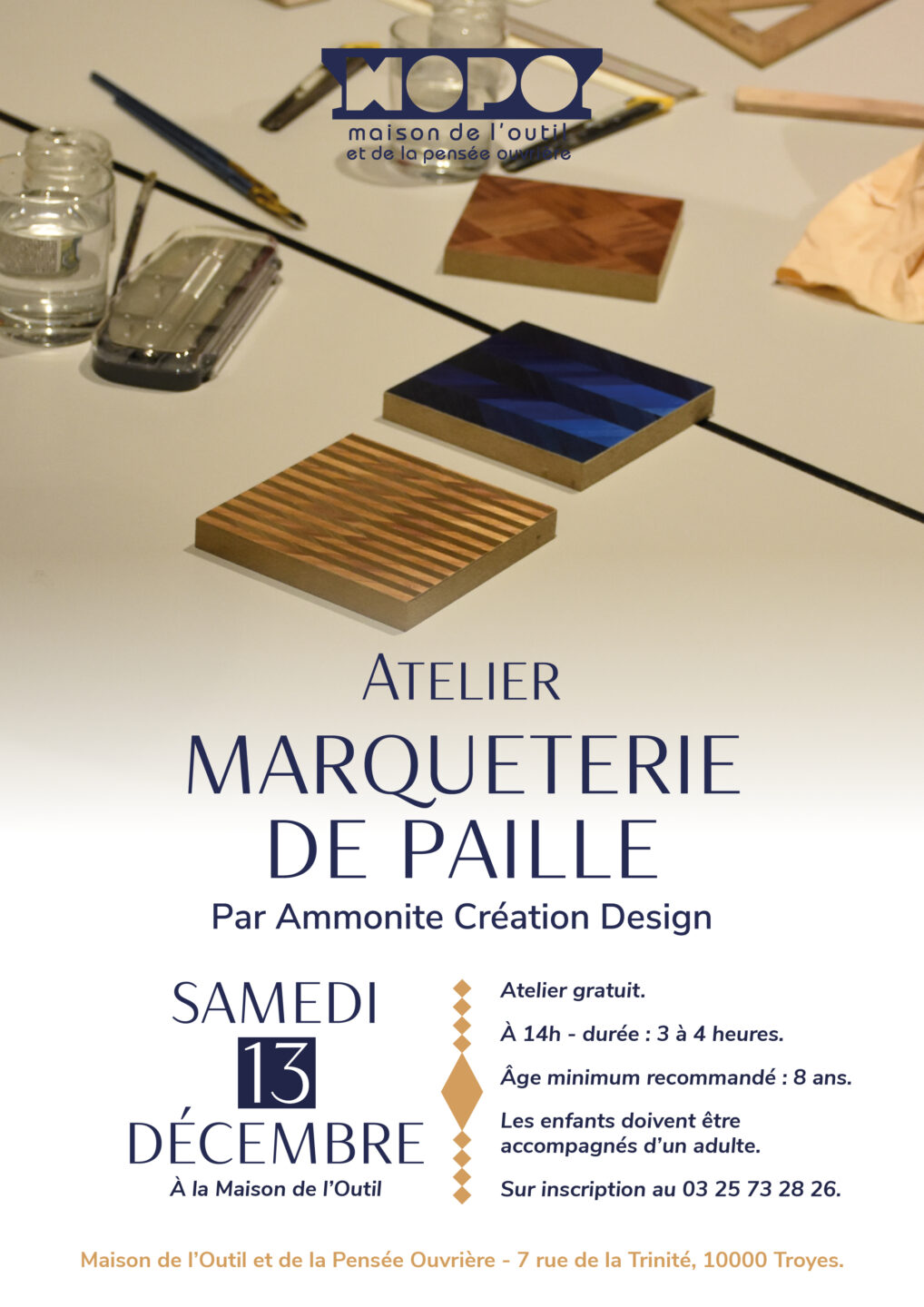 Atelier Marqueterie de paille Maison de l’Outil et de la Pensée Ouvrière Troyes 2025-12-13 Atelier Marqueterie de paille