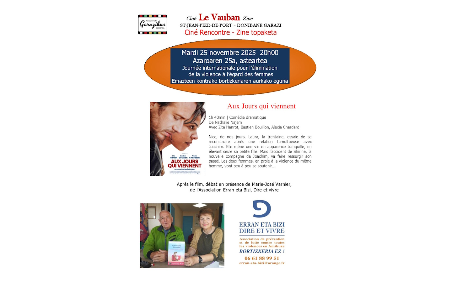 Ciné rencontre Journée internationale pour l’élimination de la violence à l’égard des femmes