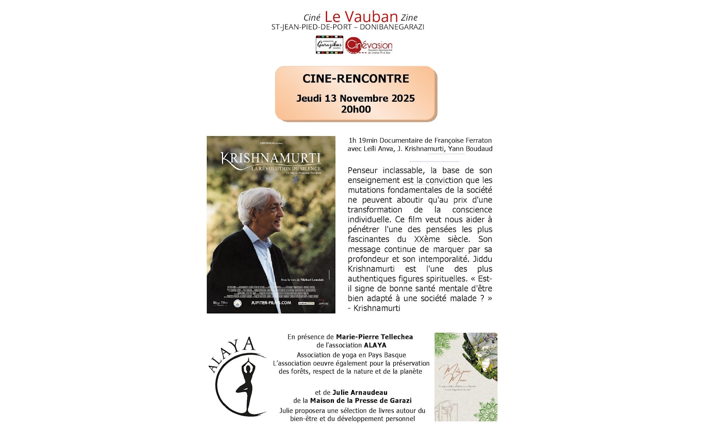 Ciné rencontre Krishnamurti