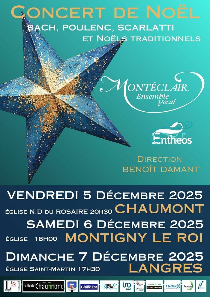 Concert de Noël de l'Ensemble Vocal Montéclair Eglise Notre Dame du Rosaire 52000 CHAUMONT Chaumont