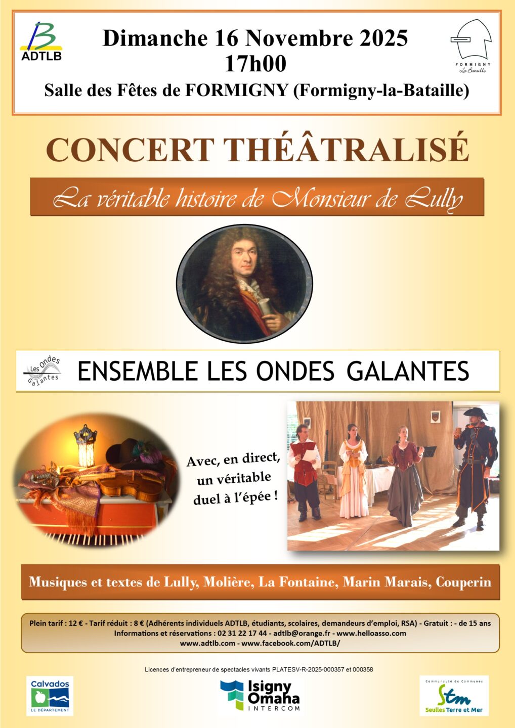 Concert théâtralisé La véritable histoire de Monsieur de Lully par l’ensemble Les Ondes Galantes