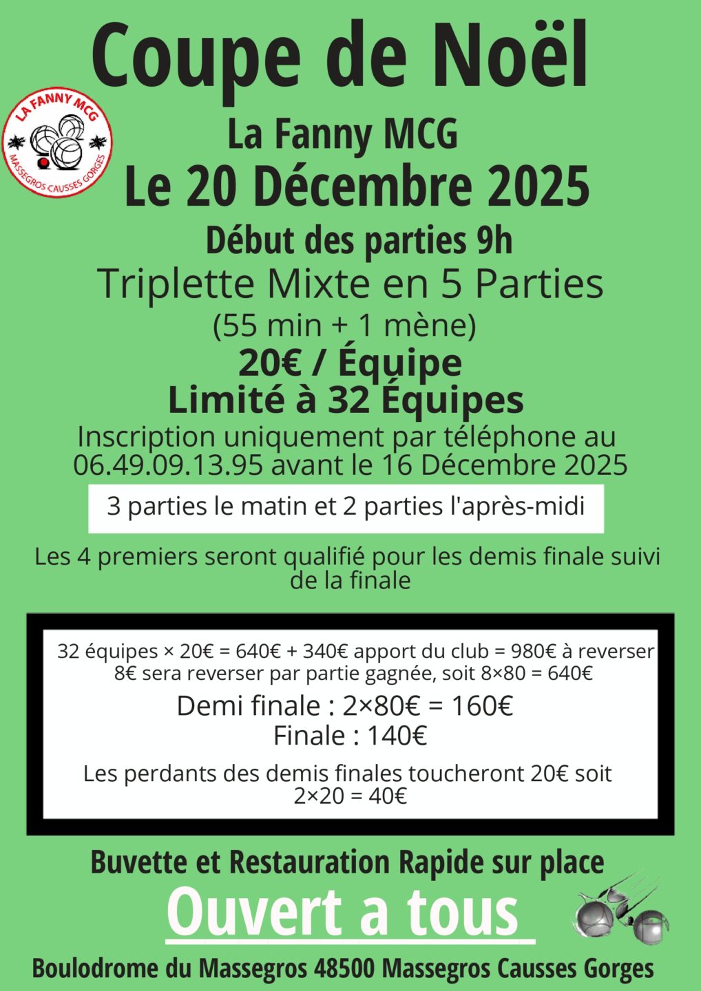 CONCOURS DE PÉTANQUE DE NOËL