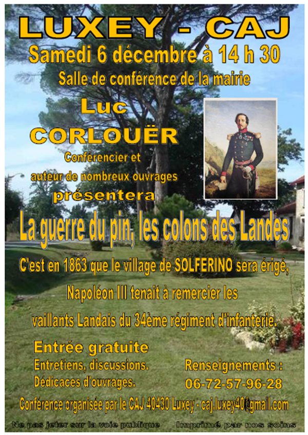 Conférence à LUXEY sur LA GUERRE DU PIN