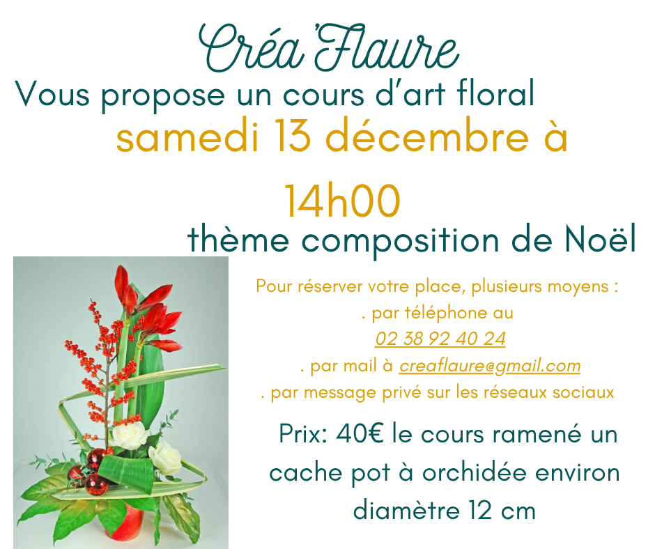 Cours d'art floral composition de Noël