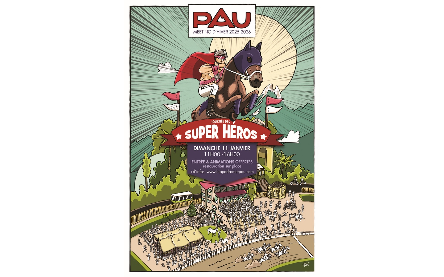 Courses Hippodrome de Pau Journée des super héros