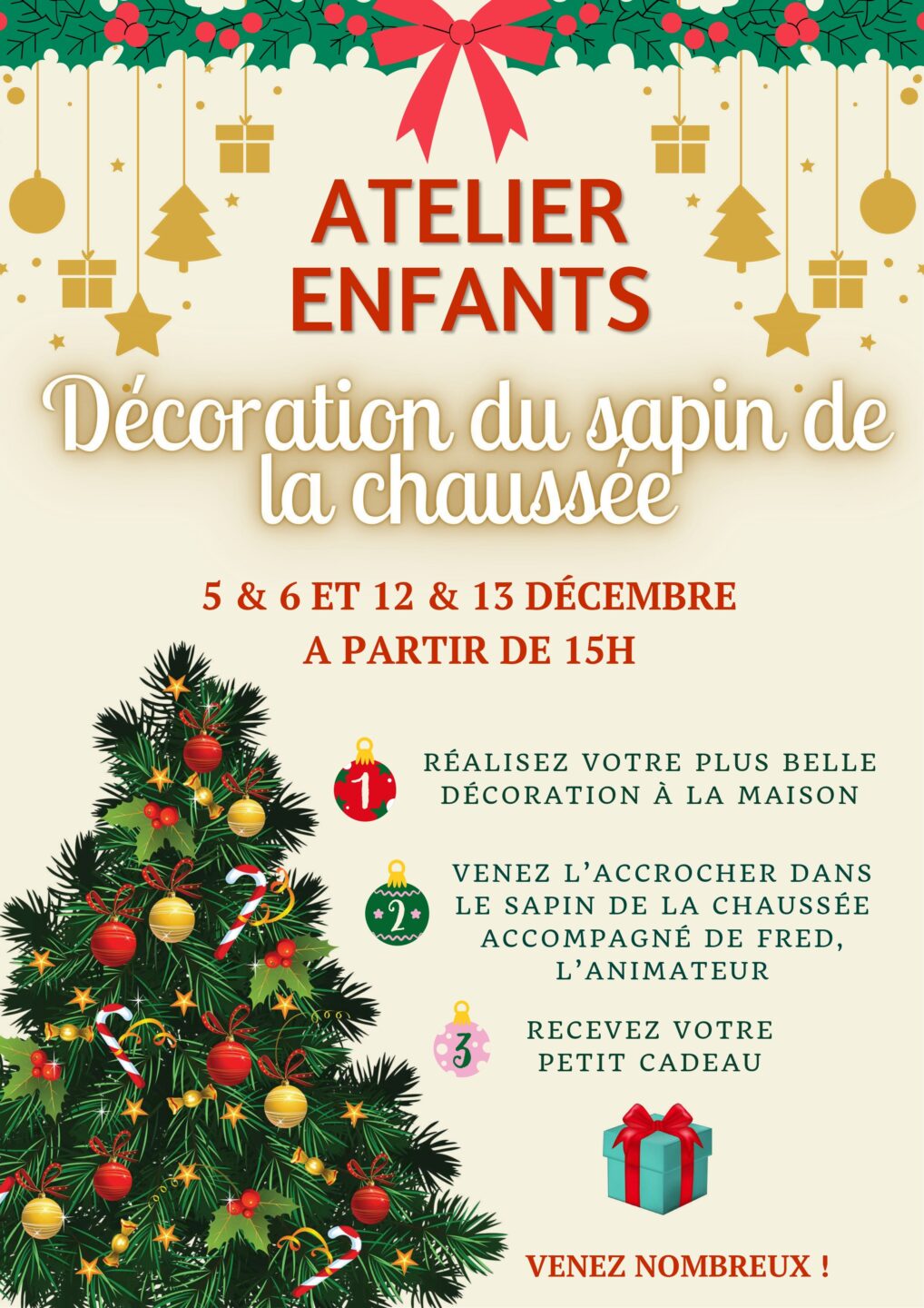 Décoration du sapin de la chaussée
