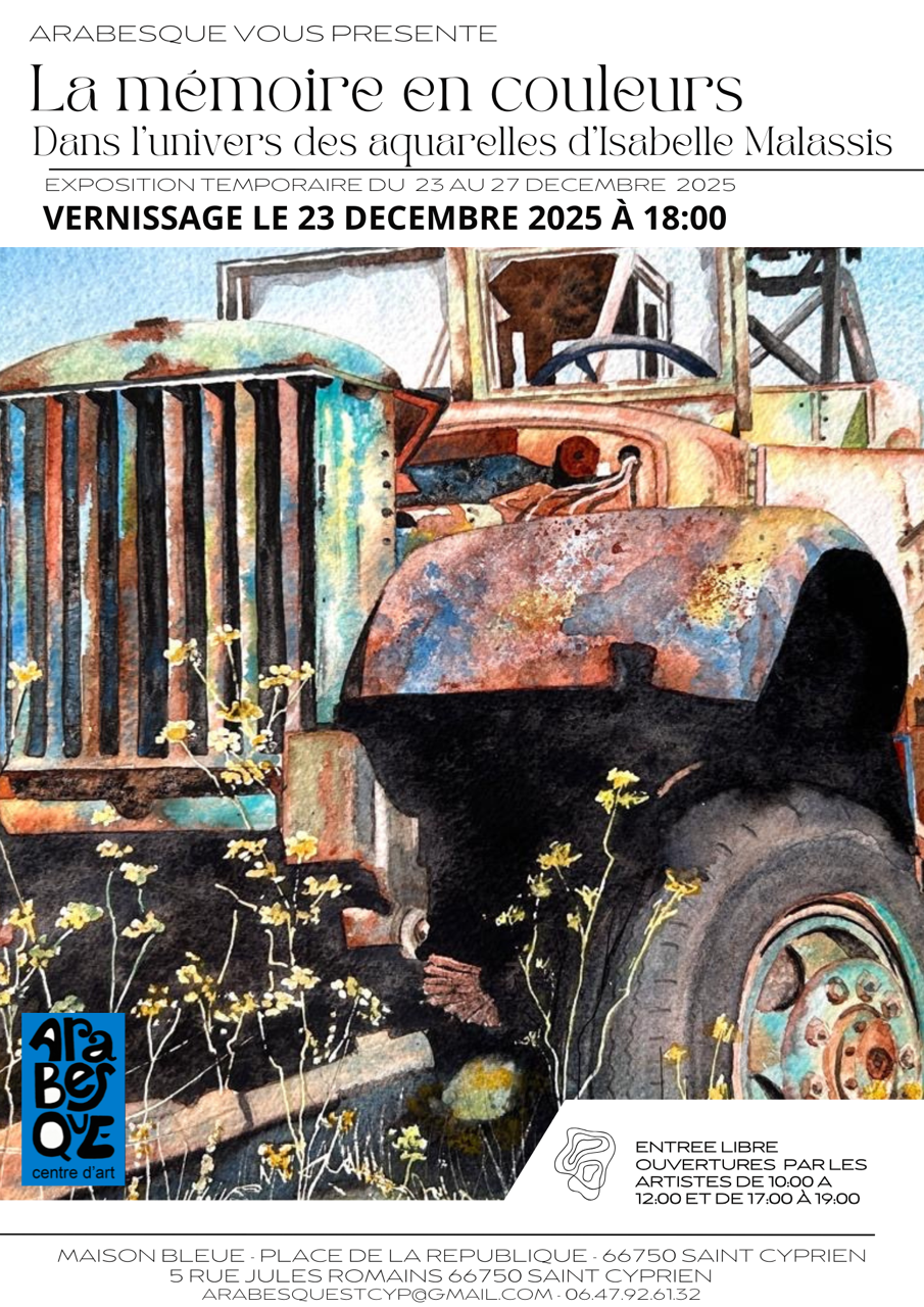 EXPOSITION LA MÉMOIRE EN COULEURS PAR ISABELLE MALASSIS CHEZ ARABESQUE