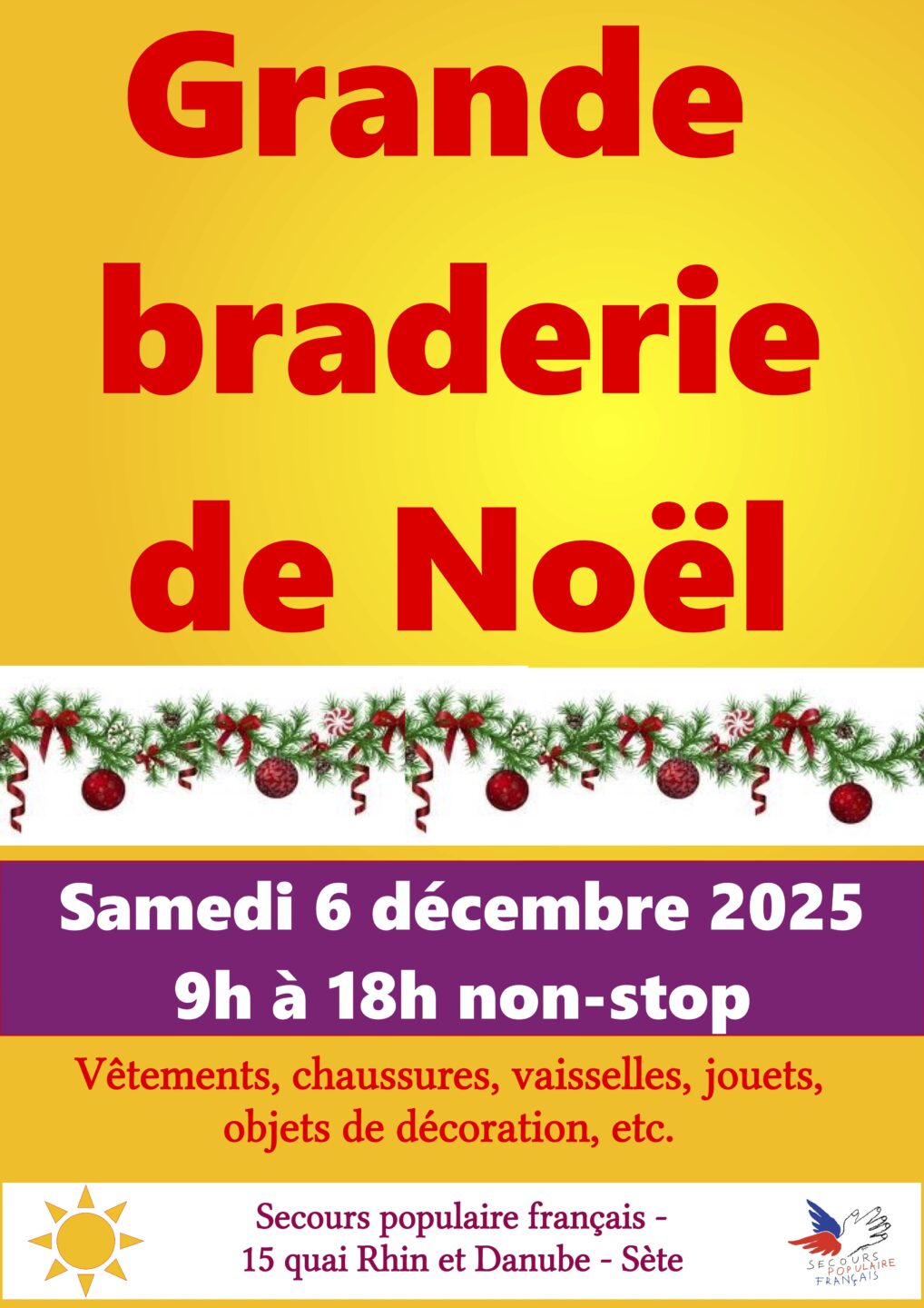 GRANDE BRADERIE DE NOËL DU SECOURS POPULAIRE DE SÈTE