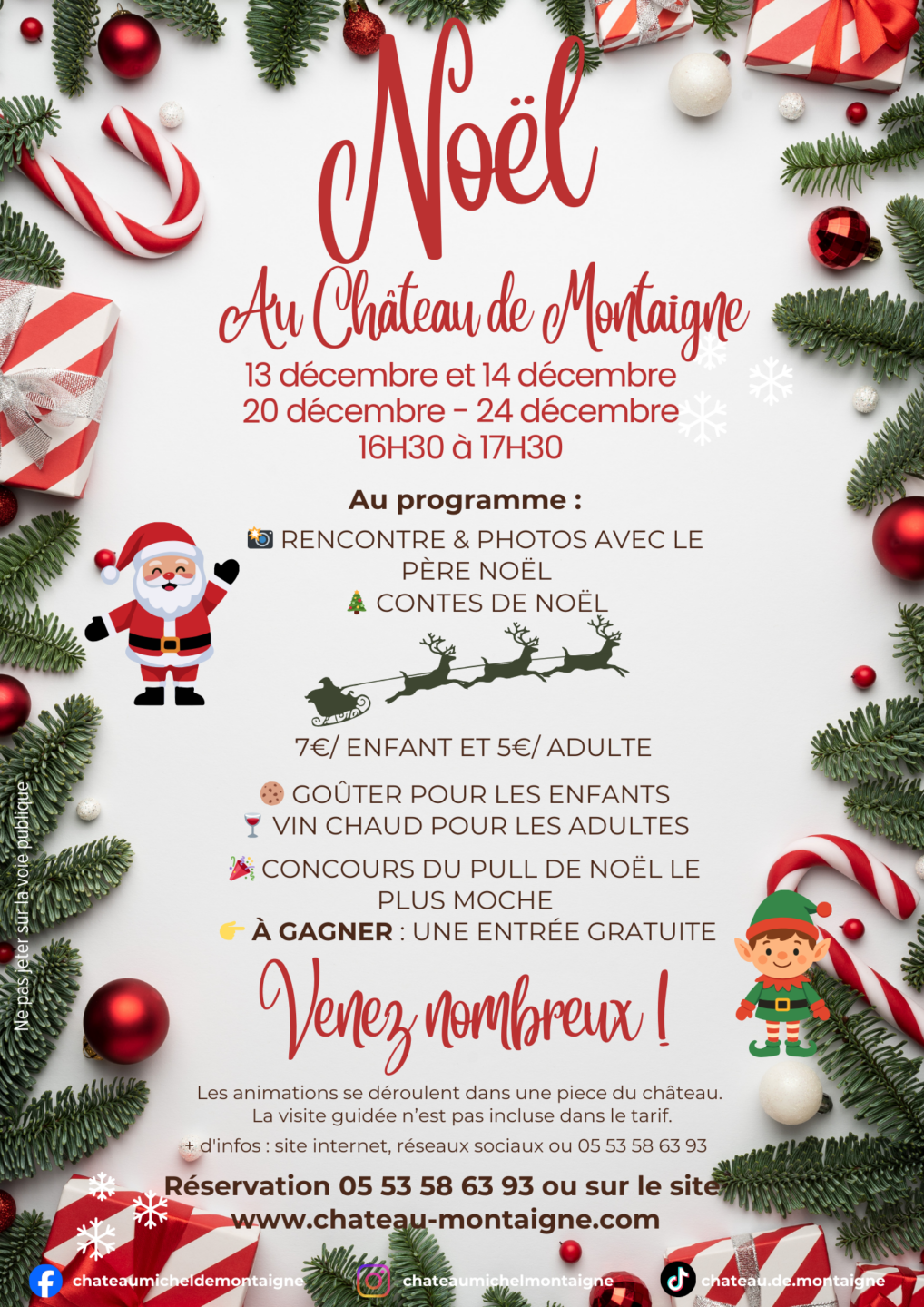 Le père Noêl arrive au château de Montaigne