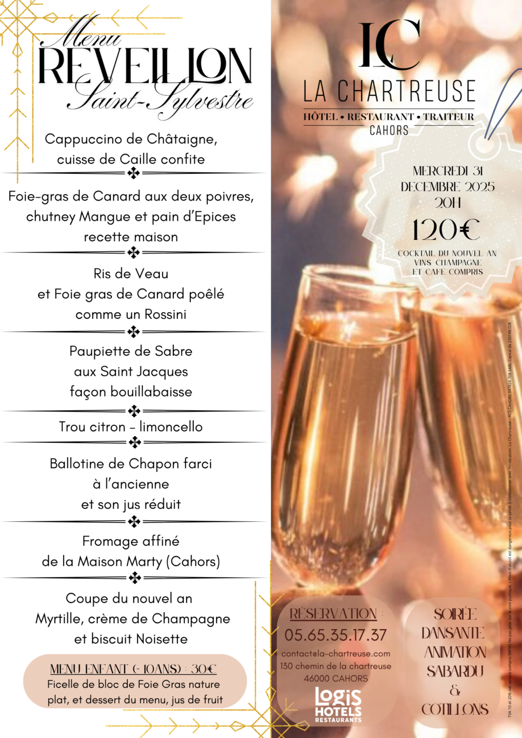 Menu de la Saint Sylvestre à La Chartreuse