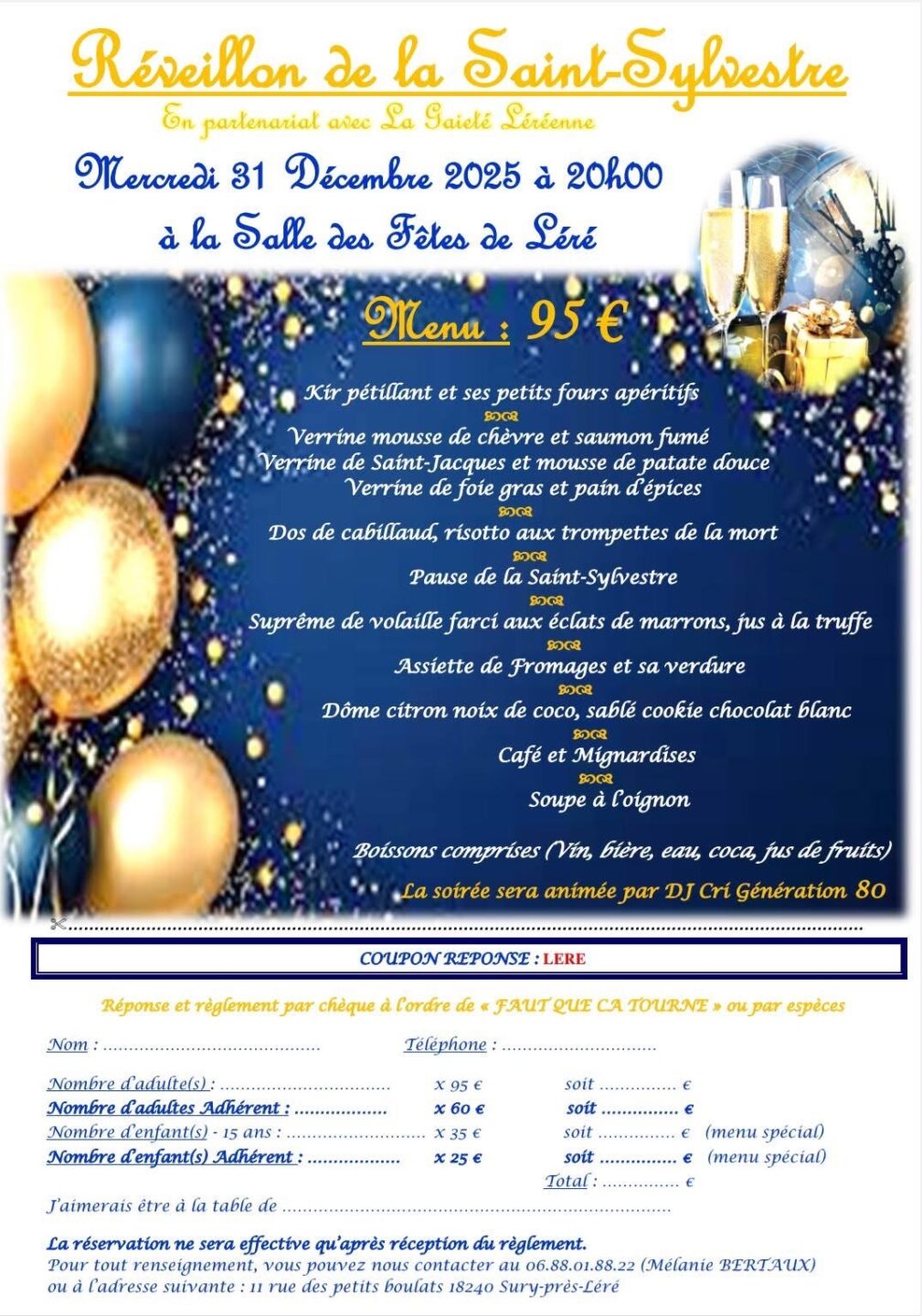 [Noël en Grand Sancerrois] Réveillon de la Saint Sylvestre à Léré