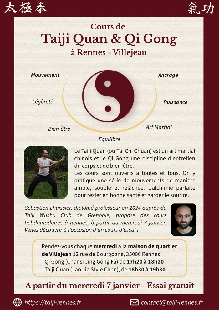 Nouveau cours: Taji Quan & Gi Gong Maison de quartier Villejean Brécé