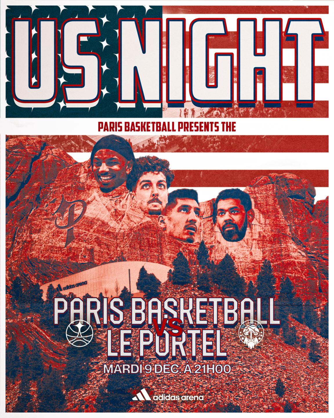 Affiche de l'US Night du Paris Basketball.