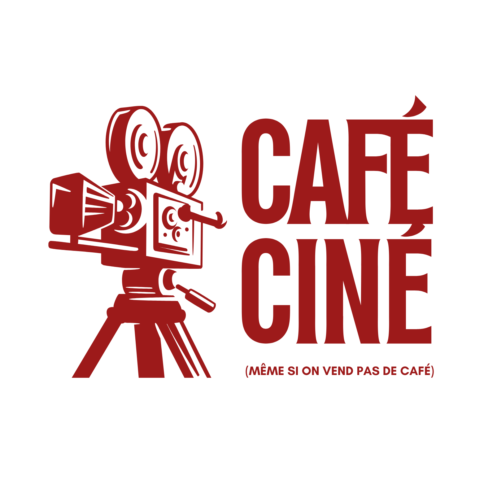 Logo de l'association Café-Ciné de couleur rouge unecaméra