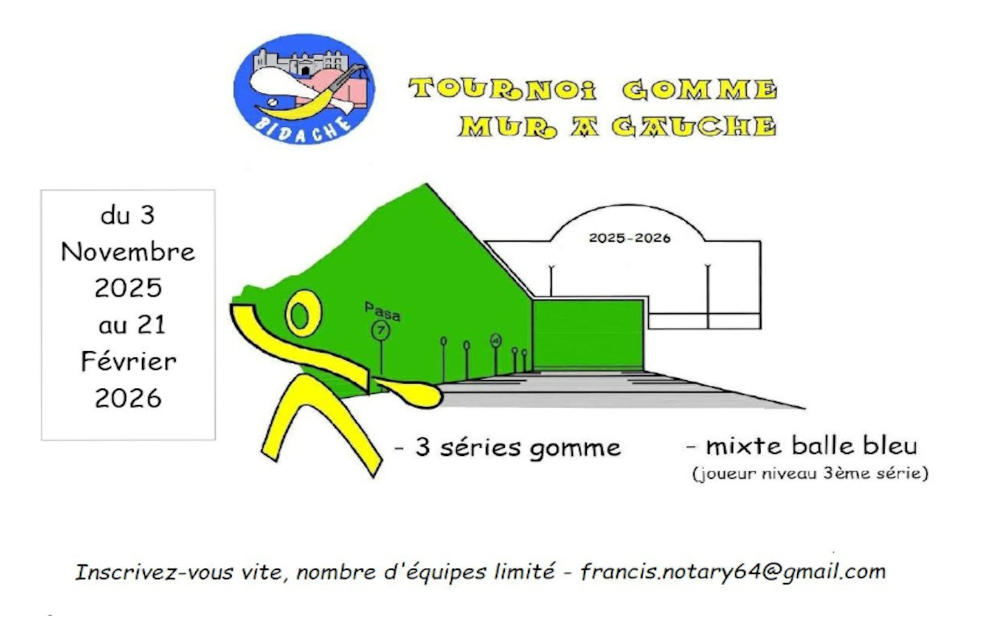 Pelote basque tournoi de gomme Allée du parc des sports Bidache 2025-12-22 Pelote basque tournoi de gomme