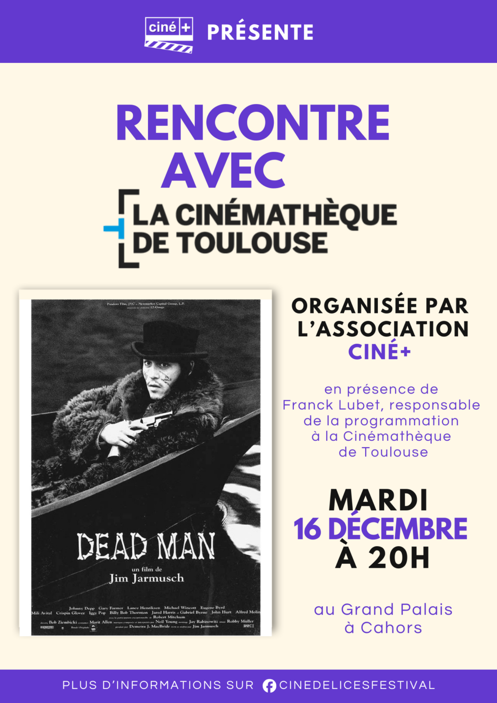 Rencontre avec la Cinémathèque de Toulouse Projection de Dead Man de Jim Jarmusch