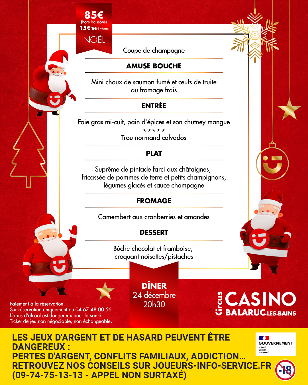RÉVEILLON DE NOËL AU CASINO CIRCUS DE BALARUC LES BAINS