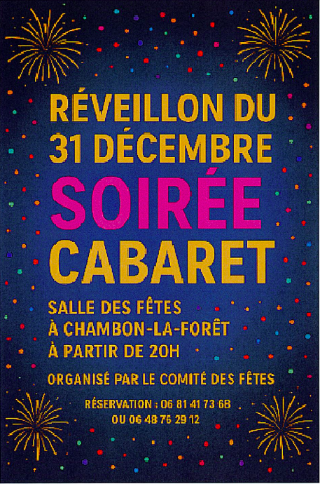 Réveillon du 31 décembre Soirée cabaret