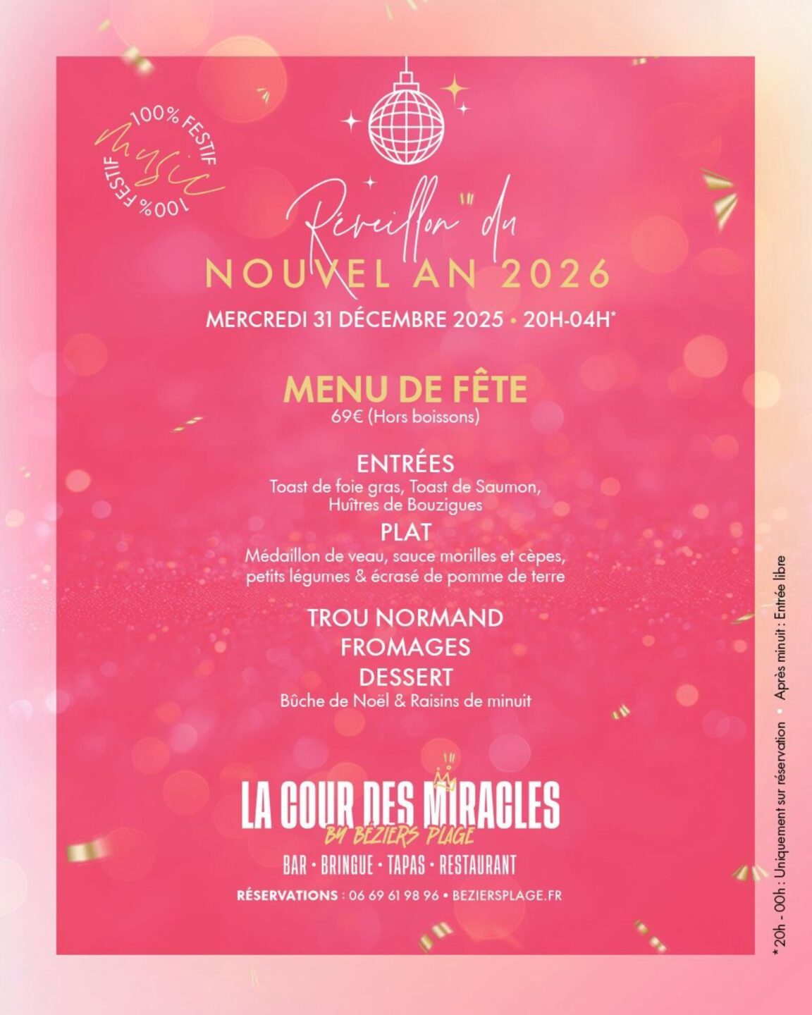 RÉVEILLON DU NOUVEL AN À LA COUR DES MIRACLES