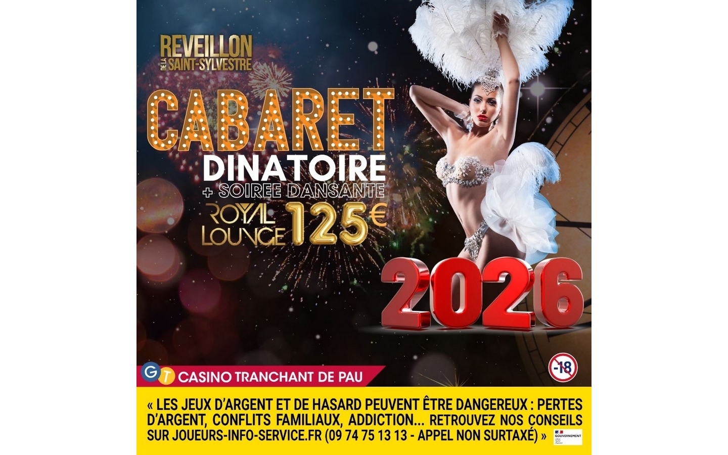 Réveillon Saint Sylvestre Cabaret dînatoire + soirée dansante