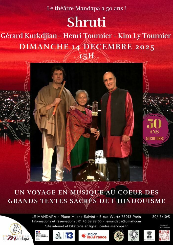 Shruti - Un voyage en musique au coeur des grands textes sacrés de l'hindouisme Théâtre Mandapa Paris