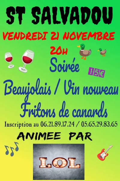 Soirée beaujolais/fritons de canards à Saint-Salvadou