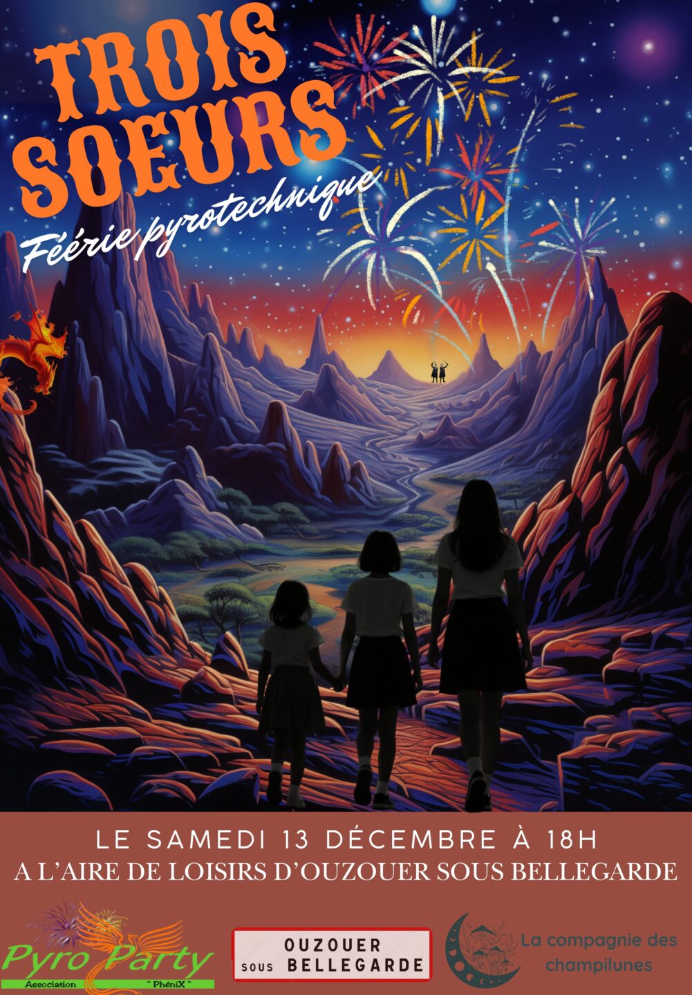 Spectacle pyrotechnique Trois soeurs