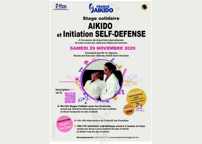Stage Aïkido et Initiation Self-défense Complexe sportif du Vigneau