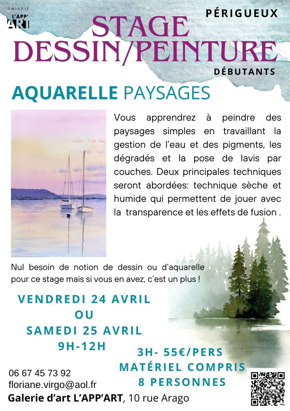 Stage dessin-peinture Aquarelle Paysages par Floriane VIRGO