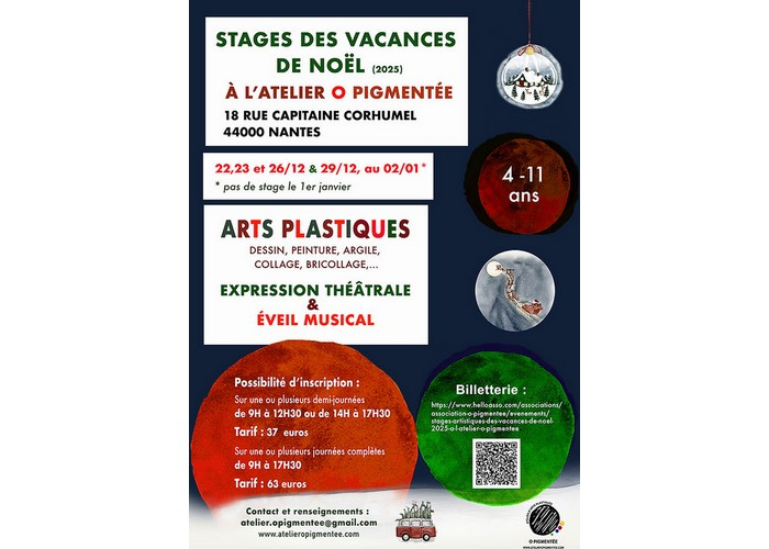 Stages artistiques des vacances de Noël - Atelier O Pigmentée Atelier d'Arts Plastiques O Pigmentée