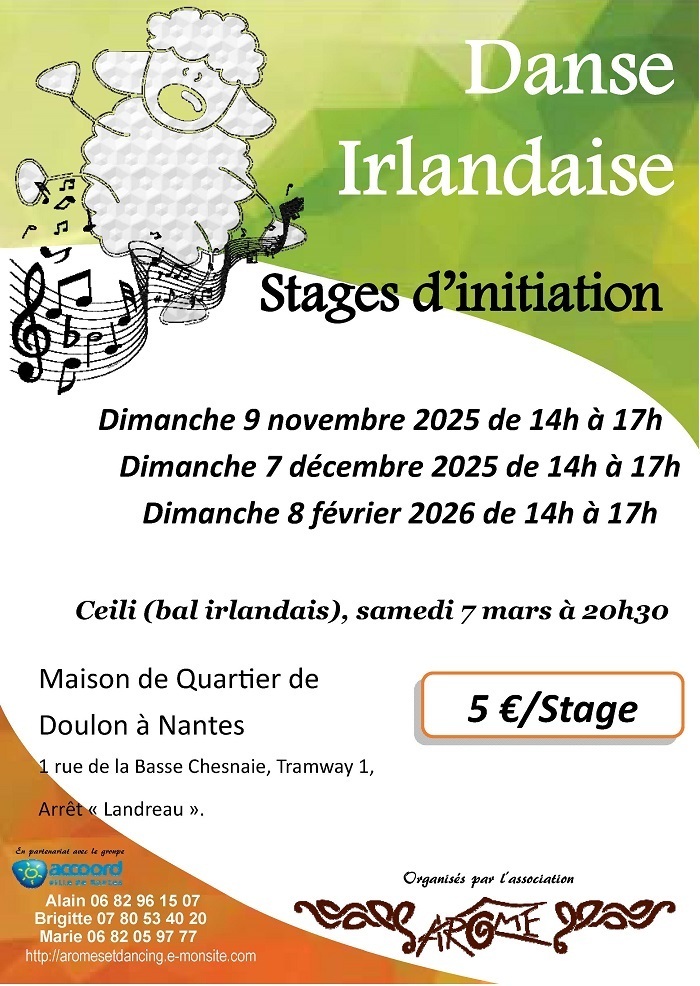 Stages d'initiation aux danses irlandaises Maison de Quartier de Doulon