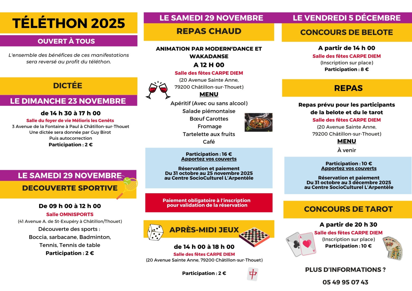 Téléthon 2025 avec le Centre SocioCulturel Concours de tarot