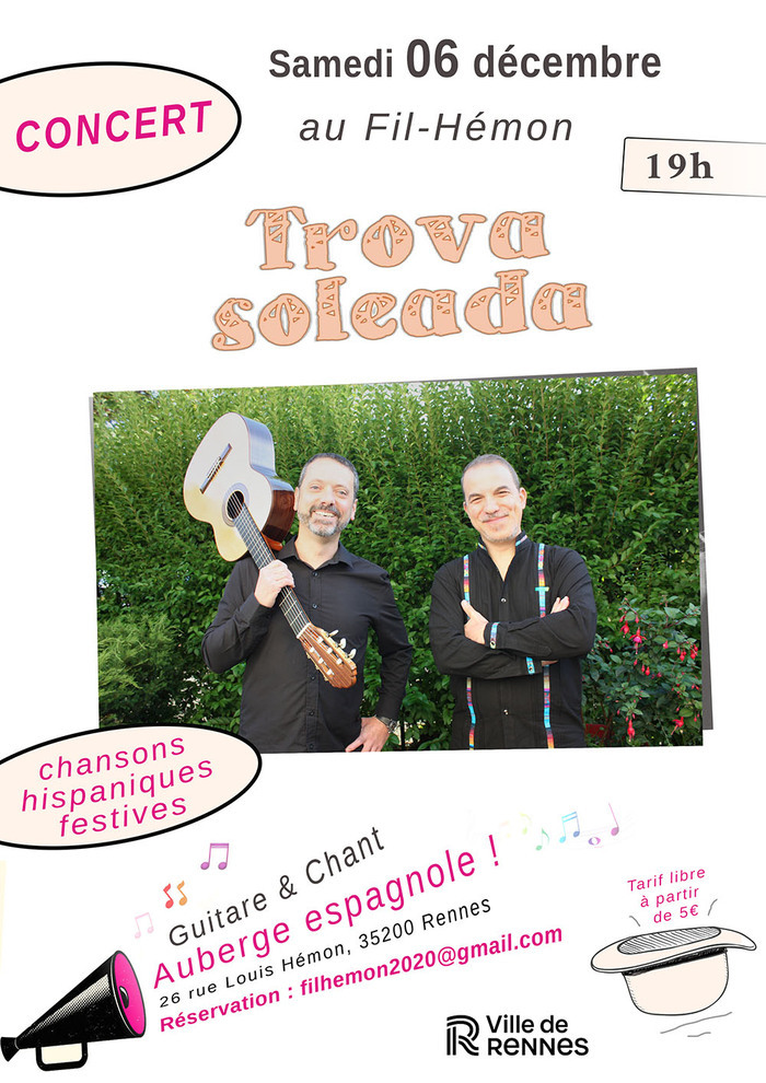 Trova Soleada en concert samedi 6 décembre au Fil Hémon Fil-hémon Rennes