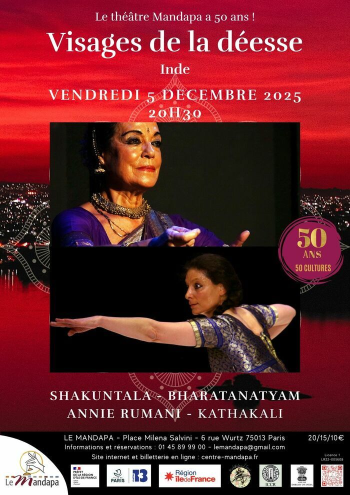 Visages de la déesse - Danses indiennes Théâtre Mandapa Paris
