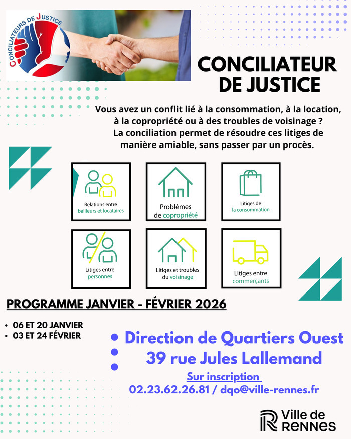 Conciliateur de justice Direction des Quartiers Ouest Rennes